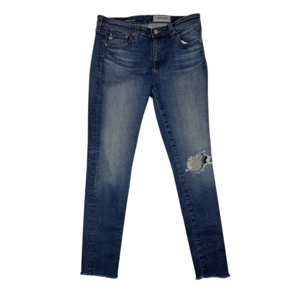 AG Adriano Goldschmied Jeans Womens 29 The Middi Ankle Blue Distressed Raw Hem